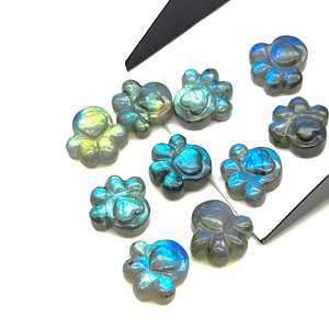 Abalorio de Labradorita Natural Tallado en Forma de Huella de Perro, Calidad Premium, Parte Trasera Plana, 13 mm, Joyería para Mascotas - Product Image 2