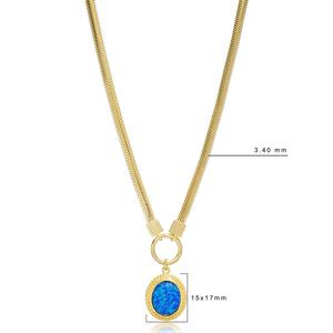 Bleu Opale Pierre Forme Chevrons Chaîne Conception Turc Fabriqué À La Main En Gros 925 Bijoux En Argent Sterling - Product Image 3