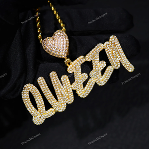 Manufacturer Price Hip Hop Custom <b>Name</b> <b>Pendant</b> Full Iced Out VVS Moissanite Mens Heart <b>Pendant</b> Yellow Gold Plated Silver <b>Pendant</b> - Product Image 2