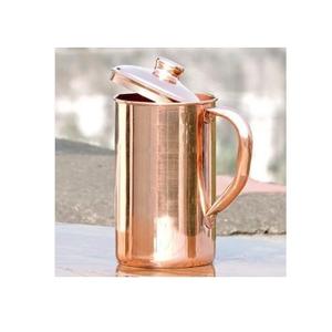 Jarra de agua india de alta venta de calidad superior Cobre brillante con mango cómodo Jarra de metal pesado de mesa - Product Image 6