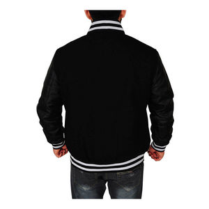 Chaqueta universitaria de béisbol para hombre personalizada con precio al por mayor, últimos diseños con mangas largas, chaquetas lisas con letras en blanco - Product Image 6