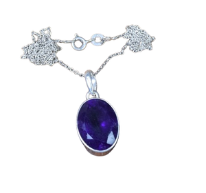 Colgante de cadena moda zafiro 925 plata esterlina joyería hecha a mano octubre piedra natal piedra Piedra Natural joyería regalo para Navidad - Product Image 1