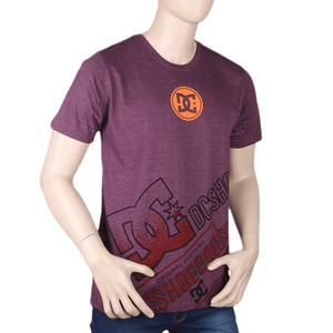 T-shirt imprimé à manches courtes et col rond pour homme - Violet - Product Image 1