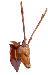 Decoración de madera para el hogar, cabeza de ciervo montada en la pared, busto de ciervo hecho a mano para caza, cabaña rústica, decoración de pared de granja, escultura para el hogar - Product Image 6