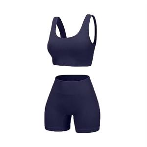 Conjunto de Yoga Personalizado sin Costuras para Mujer, Top Deportivo y Pantalones Cortos con Cintura Elástica, Ropa de Yoga de Alta Calidad para Fitness, OEM - Product Image 3