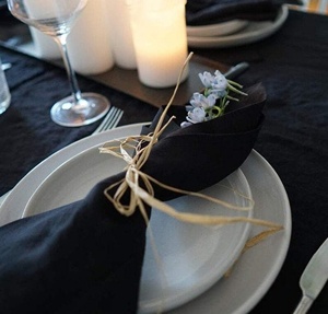 Style folklorique 100% coton noir serviette noir serviettes en coton noir en gros bouche tissu serviette de table - Product Image 3