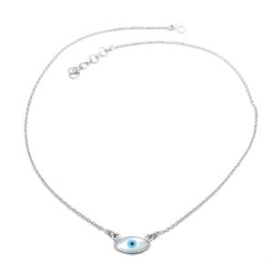 Collier tendance avec pendentif œil grec en pierre précieuse, protection contre le mauvais œil et design de chaîne élégant - Product Image 3