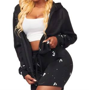 ชุดเสื้อฮู้ดและกางเกงขาสั้นแฟชั่นสำหรับผู้หญิงเหมาะสำหรับชุดลำลองและกิจกรรมกลางแจ้ง - Product Image 2