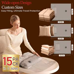 <b>Vacuum</b> <b>Bags</b> <b>for</b> <b>Travel</b> with Rechargeable air Pump, Carry-on Size Compression Packing <b>Bags</b> <b>for</b> Luggage and Suitcase - Product Image 3