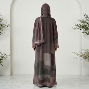 Premium Weightless Solid Kimono Two Piece Set Scarf <b>Long</b> Cardigan Outerwear Muslim Ladies Flowy <b>Dress</b> Plus Size Wedding Abaya - Product Image 6