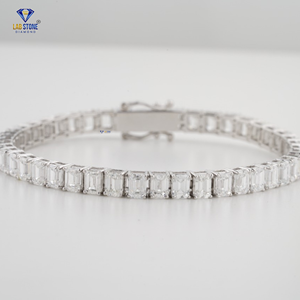 18.06 TDW Emeraude Brillant Cut 18k Or Blanc Diamant Bracelet Non Certifié Diamant Cvd/Hpht Diamant Bijoux - Product Image 5