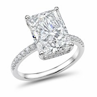18K Weißgold Labor-Gezüchteter Diamant Smaragdschliff Eternity Ring Fassung-Set IGI-Zertifiziert Breiter Ring für Damen Party