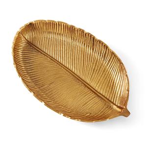 Plateau à feuilles en métal doré de luxe poli pour la décoration intérieure Accent de table à manger Accent de fête - Product Image 4