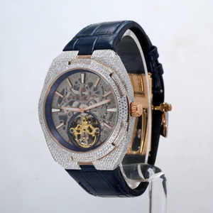 Reloj de lujo de acero inoxidable para hombres y mujeres Moissanite Diamond Trending Collection con correa de goma con ventana de esfera de vidrio - Product Image 3