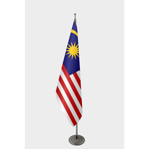 Drapeau d'intérieur officiel de Malaisie avec logo personnalisé, impression numérique sur soie et nylon, mât en aluminium pour l'automobile et l'assurance - Product Image 1