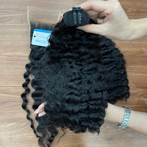 100% ต่อผมสีดำธรรมชาติผมสีดำเป็นลอนอบไอน้ำแบบชาวพม่า - Product Image 1