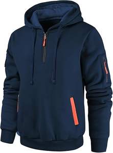 Hoodies Casual Pullover Hooded Sweatshirt Long Sleeve Quarter Zip <b>Hoody</b> Tops With Kangaroo Pocket - Product Image 2