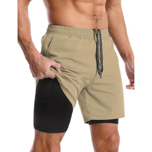 Pantalones cortos de malla atléticos personalizados con forro de compresión bolsillo para teléfono estilo deportivo para entrenamiento deportes Fitness gimnasio correr Jogging - Product Image 1