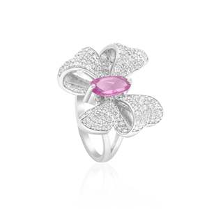 Bague en saphir marquise en platine rhodiée, bijoux fins - Product Image 5