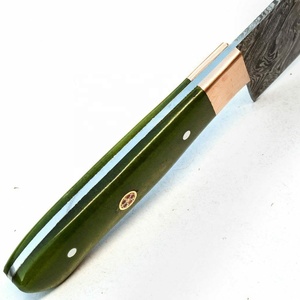 มีดทำครัวเหล็กดามัสกัสมือจับทำจากทองเหลืองแบบแข็งด้ามจับสแตนเลส - Product Image 5