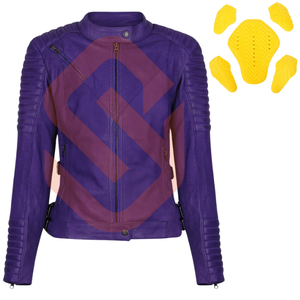 Chaqueta de carreras de cuero perforado para motocicleta para mujer, chaqueta de carreras de cuero de vaca Real, Protección corporal certificada CE - Product Image 2