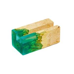 Tarjetero de lujo de madera y resina con forma de rectángulo, hecho a mano, pulido, tarjetero de madera de resina de la mejor calidad - Product Image 4