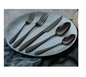 Cuillère/fourchette en acier miroir ensemble de cuillères à salade cadeau cuillère en acier inoxydable noir mat artisanat de conception moderne - Product Image 6