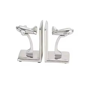 Classic <b>Gold</b> Designer Minimal <b>Book</b> Ends Durable Stylish Metal Holder Stand Ideal For Library Office Desk Home Decor and Gift - Product Image 2