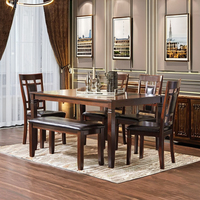 Ensemble moderne 6 pièces pour maison et restaurant Petite table à manger rectangulaire et chaises confortables en bois massif pour hôtel et cuisine