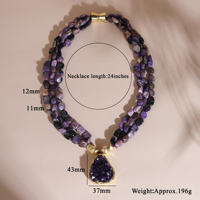 Collier pendentif en améthyste violette naturelle avec perles de charoïte, fabrication OEM ODM directe d'usine, logo personnalisé, pour les boutiques de bijoux de marque.