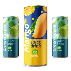 TANDOフレッシュフルーツジュース250mlアルミニウム缶グアバマンゴーパッションフルーツライチジュースの健康的な飲料