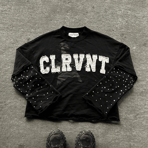 Chemise à manches longues à double couche avec motif de lettres T-shirt surdimensionné Graphic Y2k Gothic Hip-hop Chemise à manches longues - Product Image 1