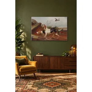 Impression sur toile : Chiens de chasse Fida chassant des canards dans un ruisseau rocailleux - Product Image 3
