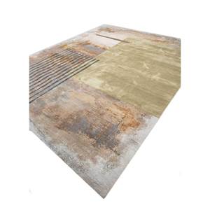 พรมไหมขนสัตว์ถักมือ Aakar Kavi En-369(3D) สีเทา-ดำ ลายแบบนามธรรม สำหรับบ้าน ห้องโถง พรมทอแบบแบน รูปทรงสี่เหลี่ยมผืนผ้า พรมปูพื้นห้อง - Product Image 2