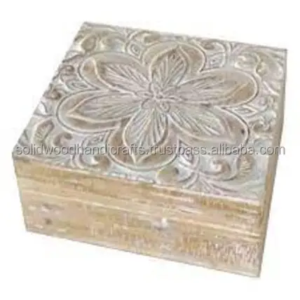 Caja de almacenamiento de cajas de madera tallada India antigua de gran venta para hombres y mujeres, producto de estilo último y único a