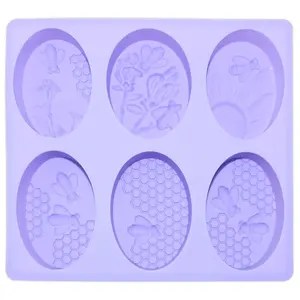 CT131 BPA Free Homemade 6 Cavities Silicone Soap Molds For Soap Making Easy Release Bee Silicone 3D Soap Molds