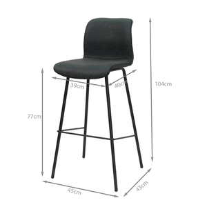 Tabouret de bar haut de gamme GAKJB-066H de style contemporain, revêtement en cuir PU, pieds en fer thermolaqué, pour cuisine, bar ou salle de sport - Product Image 6