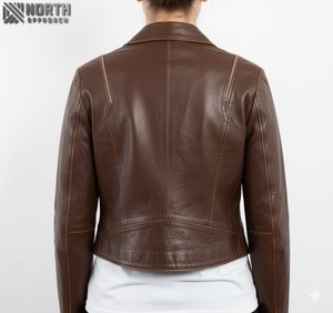 Cheap Price High Quality Women's Winter Genuine Leather Breathable Knitted <b>Canvas</b> Jackets OEM Service Customized Front Logo - Product Image 2