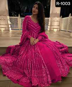 La ropa de novia de estilo indio y paquistaní más hermosa Faux Georgette Lehenga Choli con talla grande con secuencia de trabajo Dupatta - Product Image 4