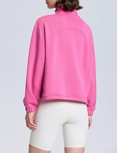 เสื้อฮู้ดผู้หญิงขายดี คอเต่า ซิป ¼ ตัว ทรงหลวม กระเป๋าจิงโจ้ ผ้าเฟรนช์เทอร์รี่ หนา 220GSM ผ้าฝ้าย 100% สำหรับฤดูหนาว - Product Image 6