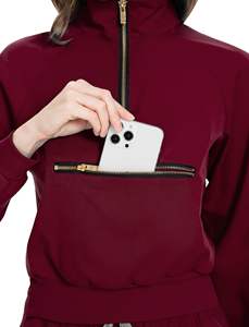 Uniforme d'infirmière pour femmes Jogger Suit Stretch Top Pants With Multi Pocket Scrubs uniforms sets Stand collar short sleeve - Product Image 5