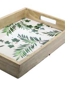 Bandeja de madera rectangular para servir con asas recortadas Bandeja decorativa hecha a mano para té y aperitivos Cantidad disponible a granel - Product Image 4