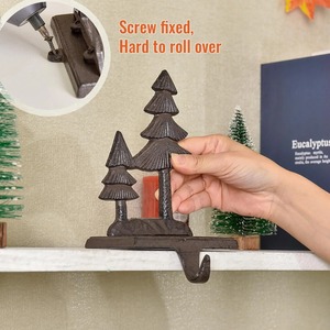 Soporte de calcetín de Navidad de Metal de lujo festivo para chimenea Mantel vacaciones decorativo colgante estante organizador - Product Image 6