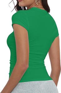 T-shirt extensible côtelé à col haut et manches courtes pour femme de BD - Product Image 6