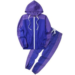 Men <b>Hooded</b> Tracksuit Polyester Nylon Activewear Custom Logo <b>Zip</b> High Fashion Winter Lightweight Full Length Streetwear - Product Image 1