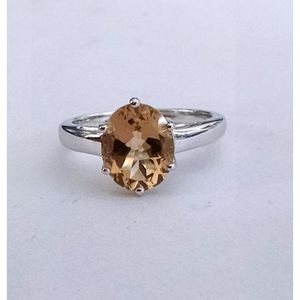 Shah Gems Women's Natural Whisky <b>Quartz</b> Solitaire <b>Ring</b> 925 Sterling Silver Moissanite <b>Ring</b> - Product Image 1