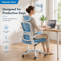 Silla Ergonómica de Oficina con Respaldo Alto de Malla, Ajustable en Altura, Giratoria, con Soporte Lumbar y Reposabrazos para Oficina en Casa