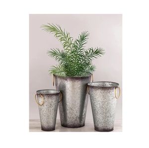 hot sale galvanized <b>Planter</b> <b>Large</b> Round Galvanized <b>Planters</b> Hot Selling Fashionable New Trending Flower Pot <b>Planter</b> Tub - Product Image 5
