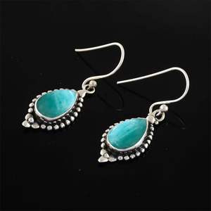Boucles d'oreilles élégantes en argent sterling 925 de style bohème avec des pierres précieuses en amazonite Boucles d'oreilles à la mode faites à la main pour - Product Image 3