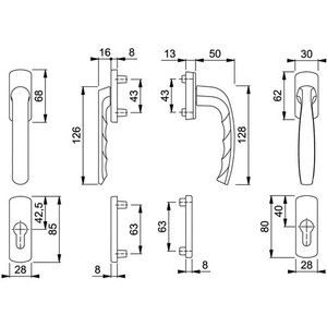 New York 099KH/961N/U10/Balcony Set Aluminum F1 63-73mm Square 7mm HOPPE New <b>Shades</b> & Shutters - Product Image 3